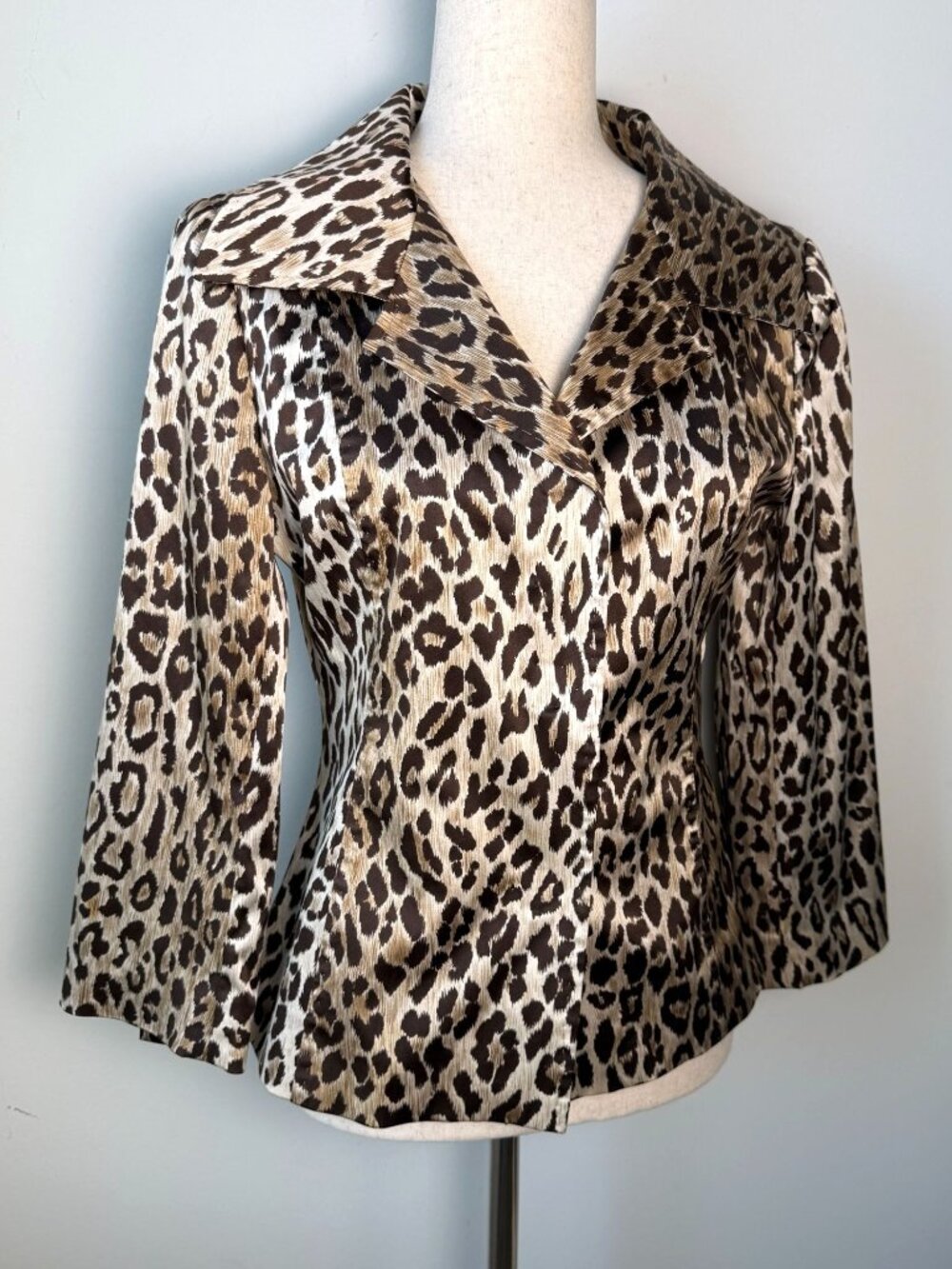 Dolce & Gabbana Leopard Print Blazer Jacket Silk Blend Size EU 40 US 4 Luxury